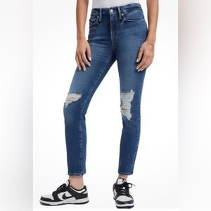NWT Good American Good Legs Skinny Dark Blue Distressed Size 4